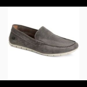 Slate colored men’s born loafers in soft suede